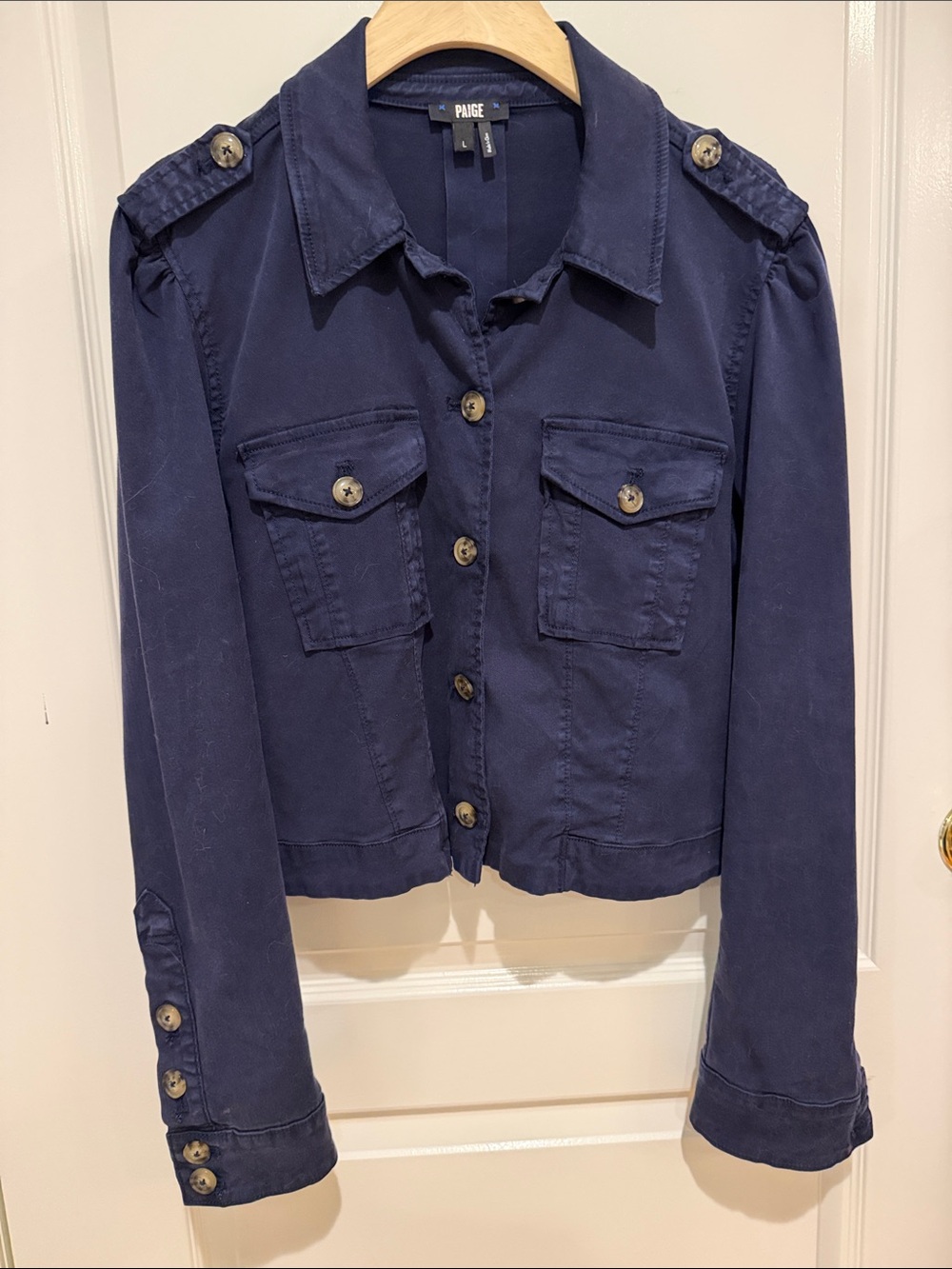 PAIGE Navy Pacey Utility Jacket with Epaulets